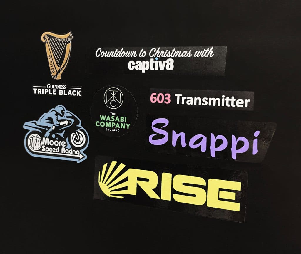 White under-printed clear vinyl stickers