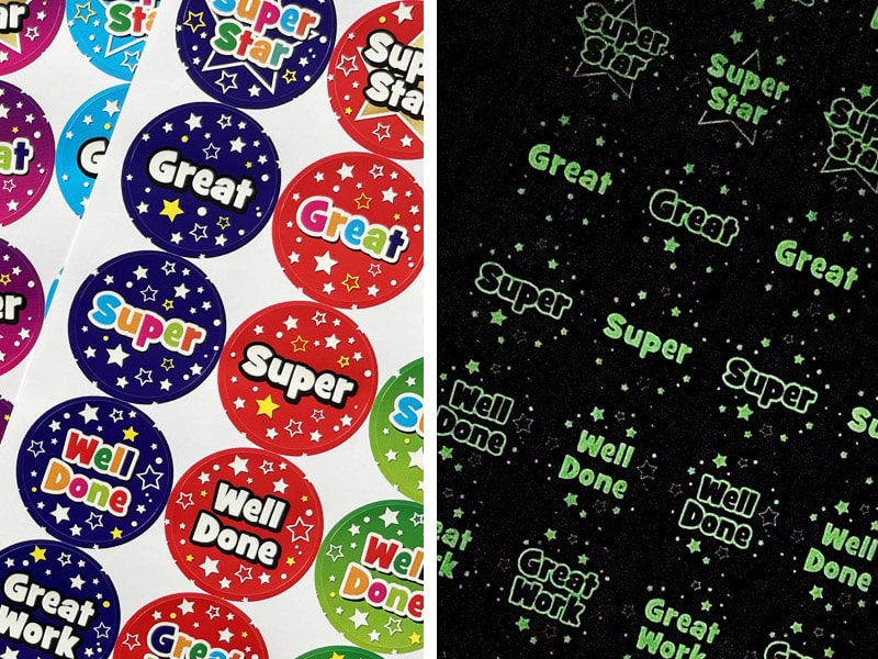 Glow in the dark vinyl labels