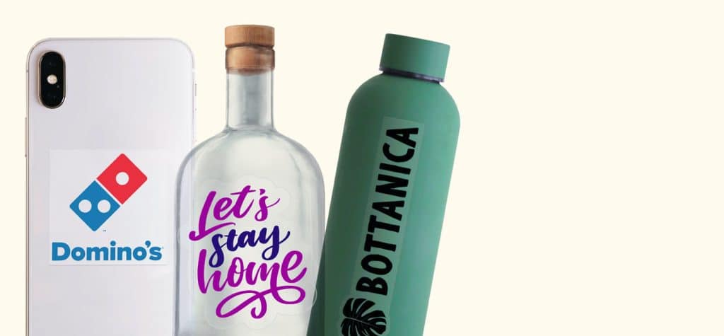 Clear stickers on bottles