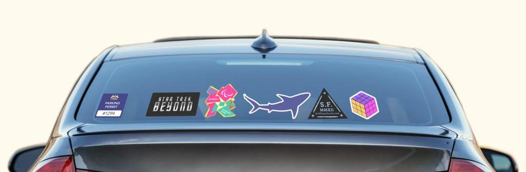 Window stickers on a car