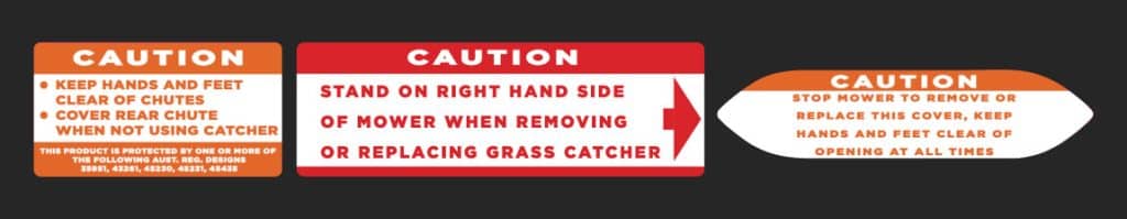 Lawn mower stickers